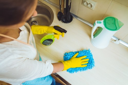 Different rug materials prepared for cleaning in a Richmond service