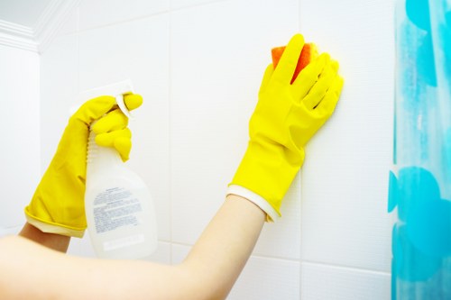 Trained cleaner handling equipment in a Richmond property
